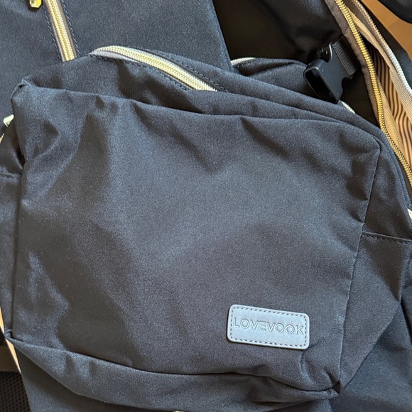 Women's Black Travel 4 Piece Backpack Set with Gold Accents - Picture 13 of 16